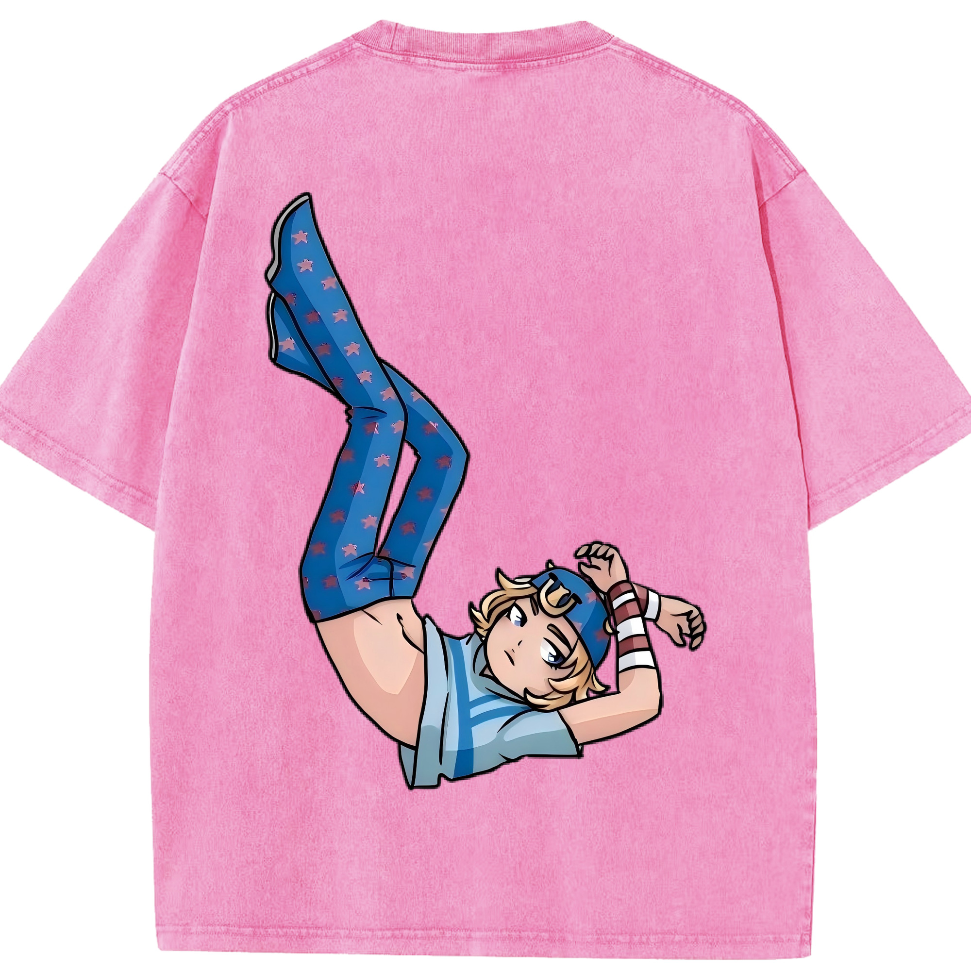 （画像用） ジョジョの奇妙な冒険 グイード?ミスタ JoJo's Bizarre Adventure Guido Mista 綿100% ヴィンテージ風 半袖Tシャツ（背面プリント）